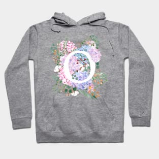 botanical monogram alphabet O hydrangea flowers Hoodie